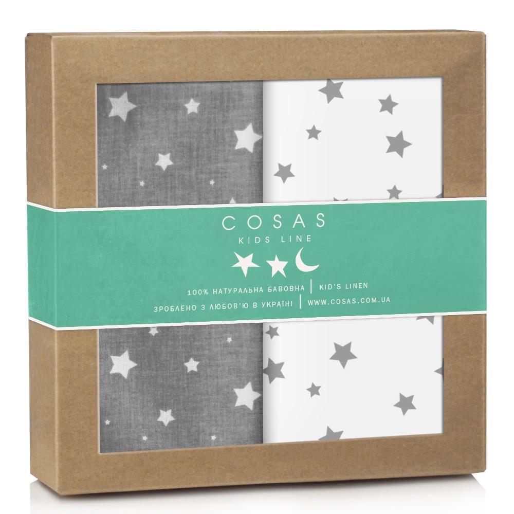 Набір пелюшок Cosas Starfalls Grey / White 80х100 см 2 шт. (4822052021682)