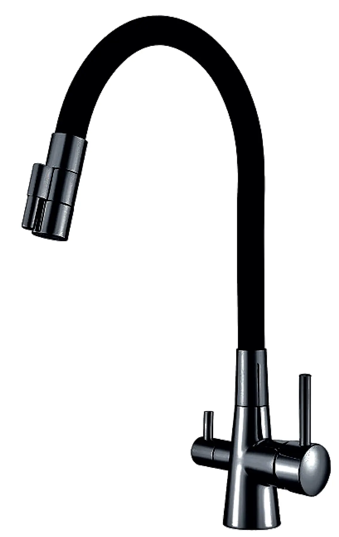 Смеситель комбинированный Fabiano FKM 3121 Flex Black Steel