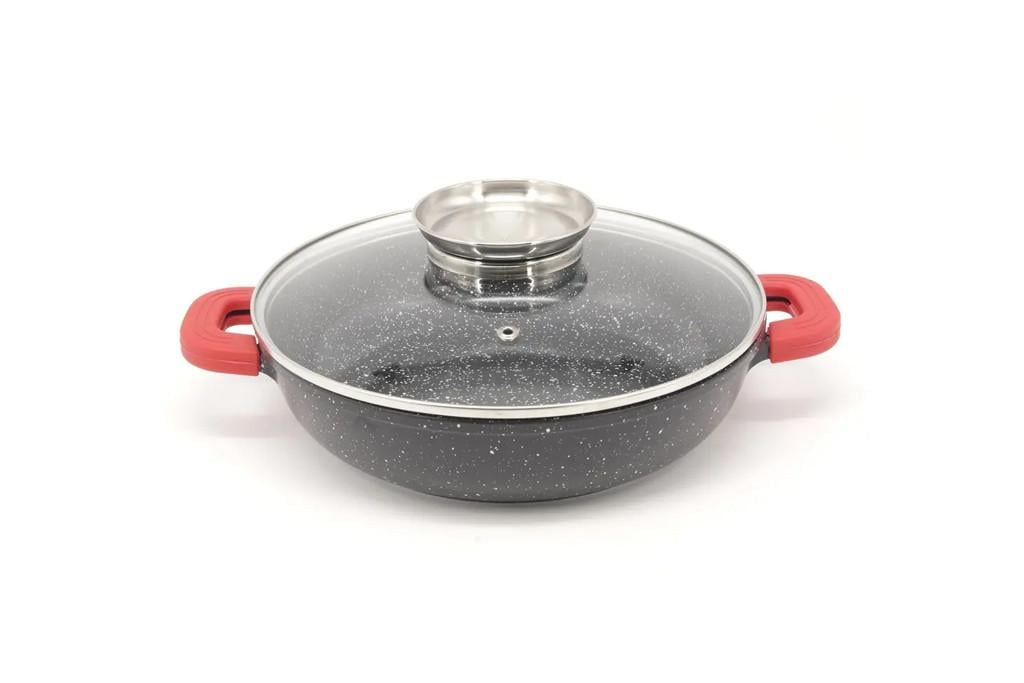 Сковорода мраморное покрытие Styleberg с крышкой глубокая 6 см ø 24 см