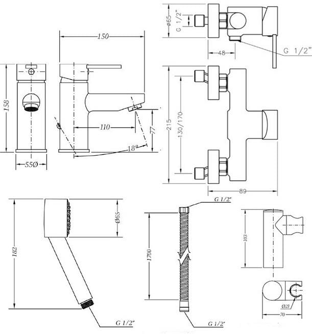 Набор смесителей для душа GENEBRE Tau2 03TA2-shower без штанги (19889) - фото 2