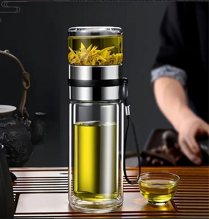 Термос-заварник для чаю з подвійною колбою скляний 500 мл (2731065079) - фото 2 Термос-заварник для чаю з подвійною колбою скляний 500 мл (2731065079) - фото 2