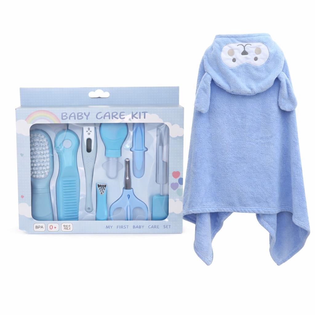 Набор по уходу за новорожденными/полотенце уголок детское Зайчик Голубой