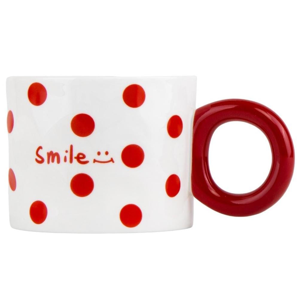 Кружка керамическая Elisey Smile 350 мл Белый с красным (9050-004)