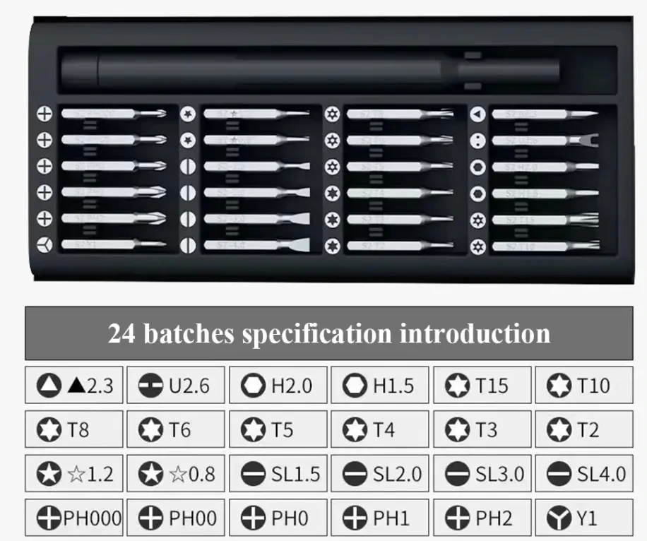 Набор отверток прецизионных магнитных кейсом на 24 бита (28525905) - фото 6 Набор отверток прецизионных магнитных кейсом на 24 бита (28525905) - фото 6