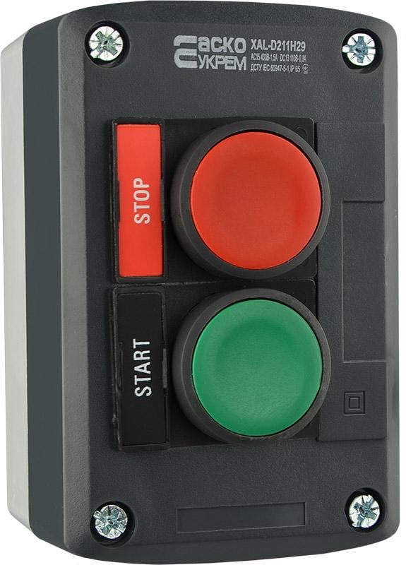 Пост двухместный АСКО-Укрем XAL-D211H29 Старт-Стоп 2.5А 220V 1NO+1NC IP54 (A0140020060)