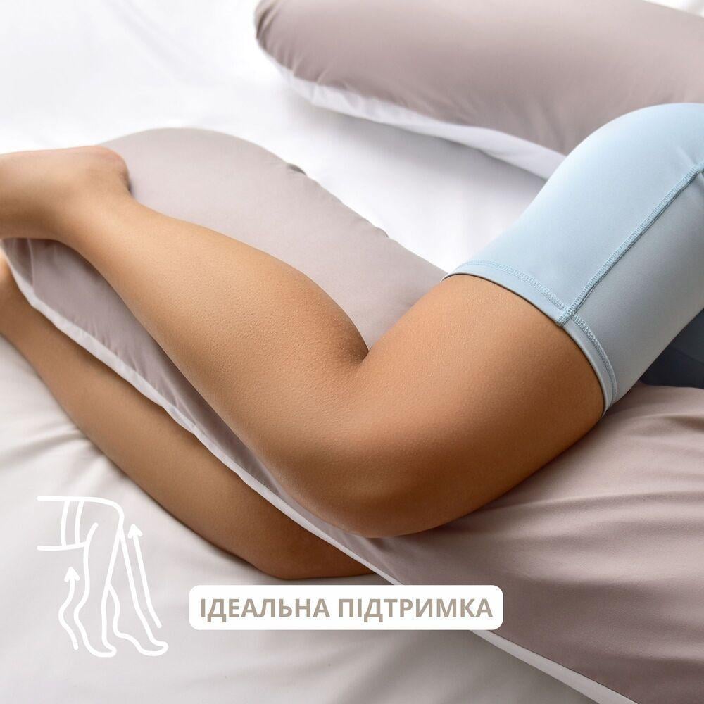 Подушка для сну та відпочинку П-форма з наволочкою на блискавці 140х75х20 см Бежево-шоколадний - фото 6 Подушка для сну та відпочинку П-форма з наволочкою на блискавці 140х75х20 см Бежево-шоколадний - фото 6