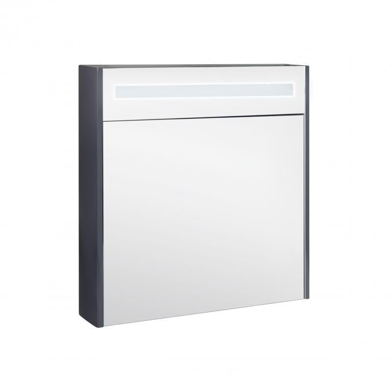 Зеркальный шкаф подвесной Q-tap Robin 700х730х145 Graphite с LED-подсветкой QT1377ZP7002G