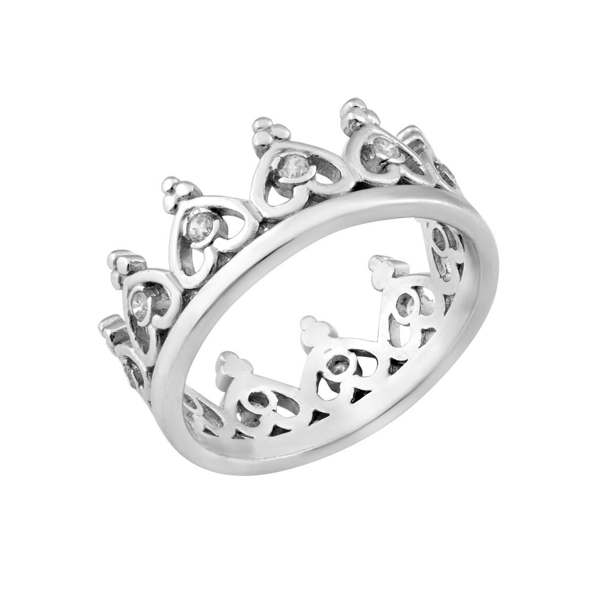 Кольцо серебряное тематическое Корона с белыми фианитами р. 18