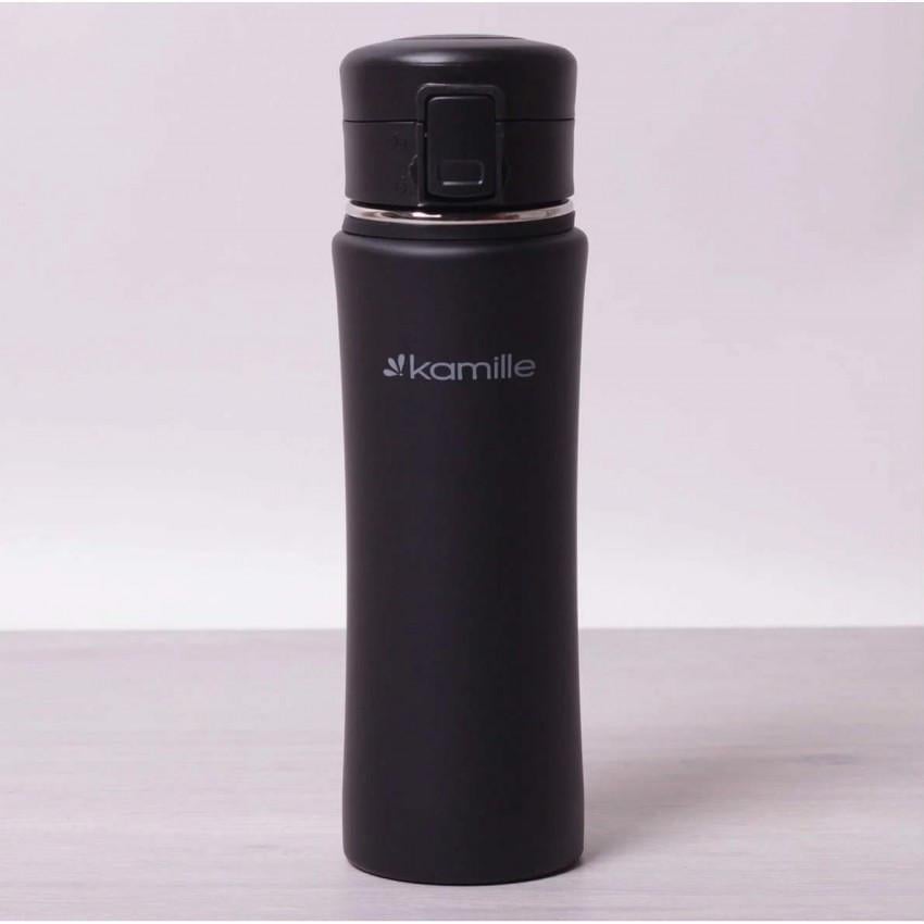 Термос-бутылка спортивная Kamille КМ-2066 из нержавеющей стали 500 мл Черный (1104587283)