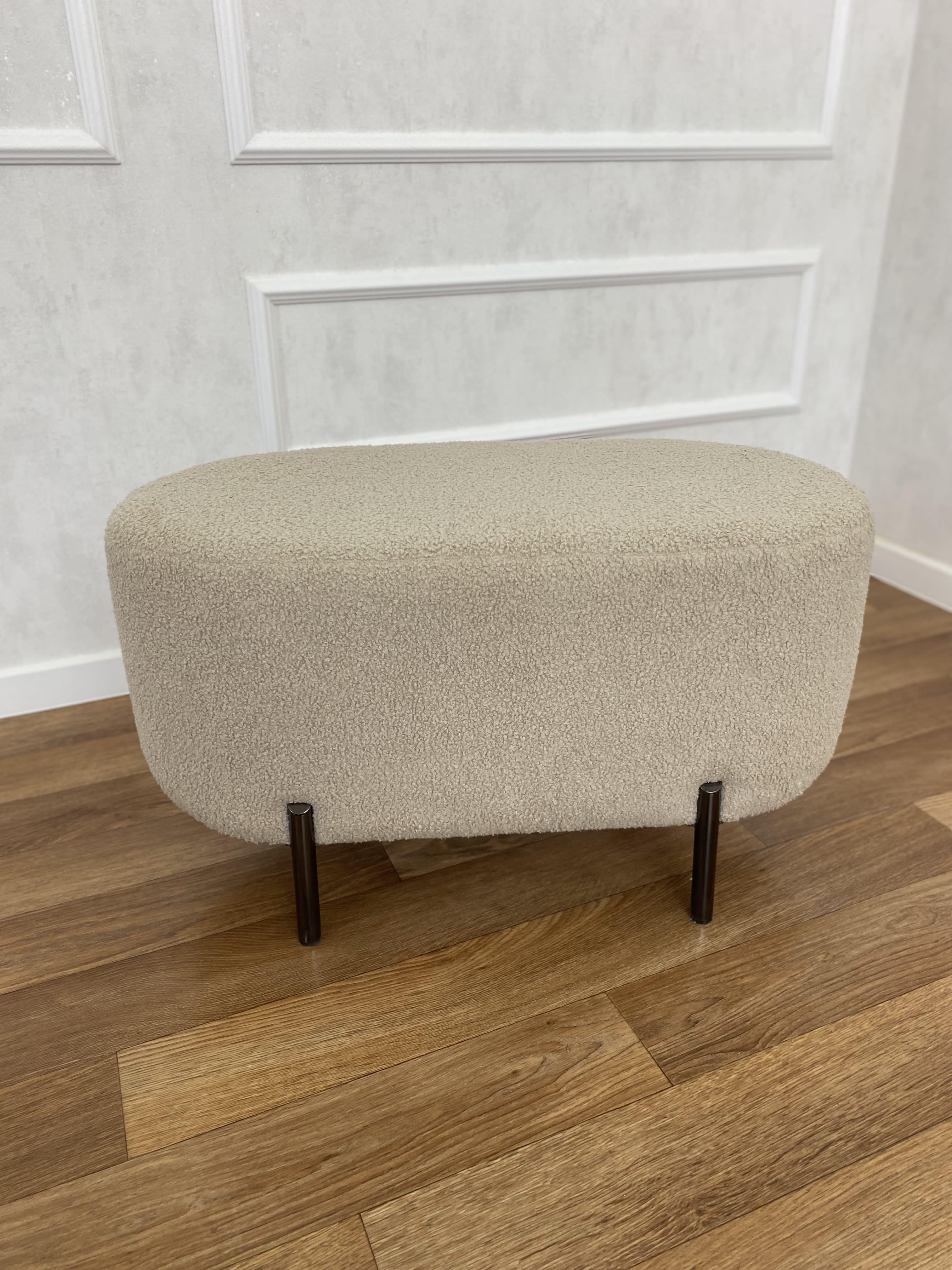 Пуф-банкетка Atlanta м'який довгий 80x40x45 см Молочний