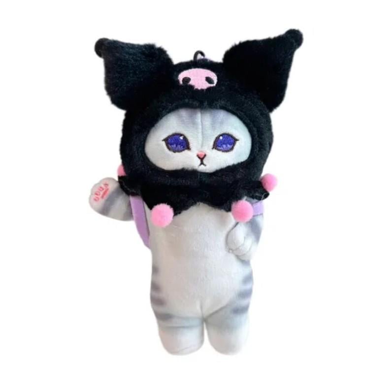 Мягкая игрушка Кот в черном костюме с рюкзаком 15 см