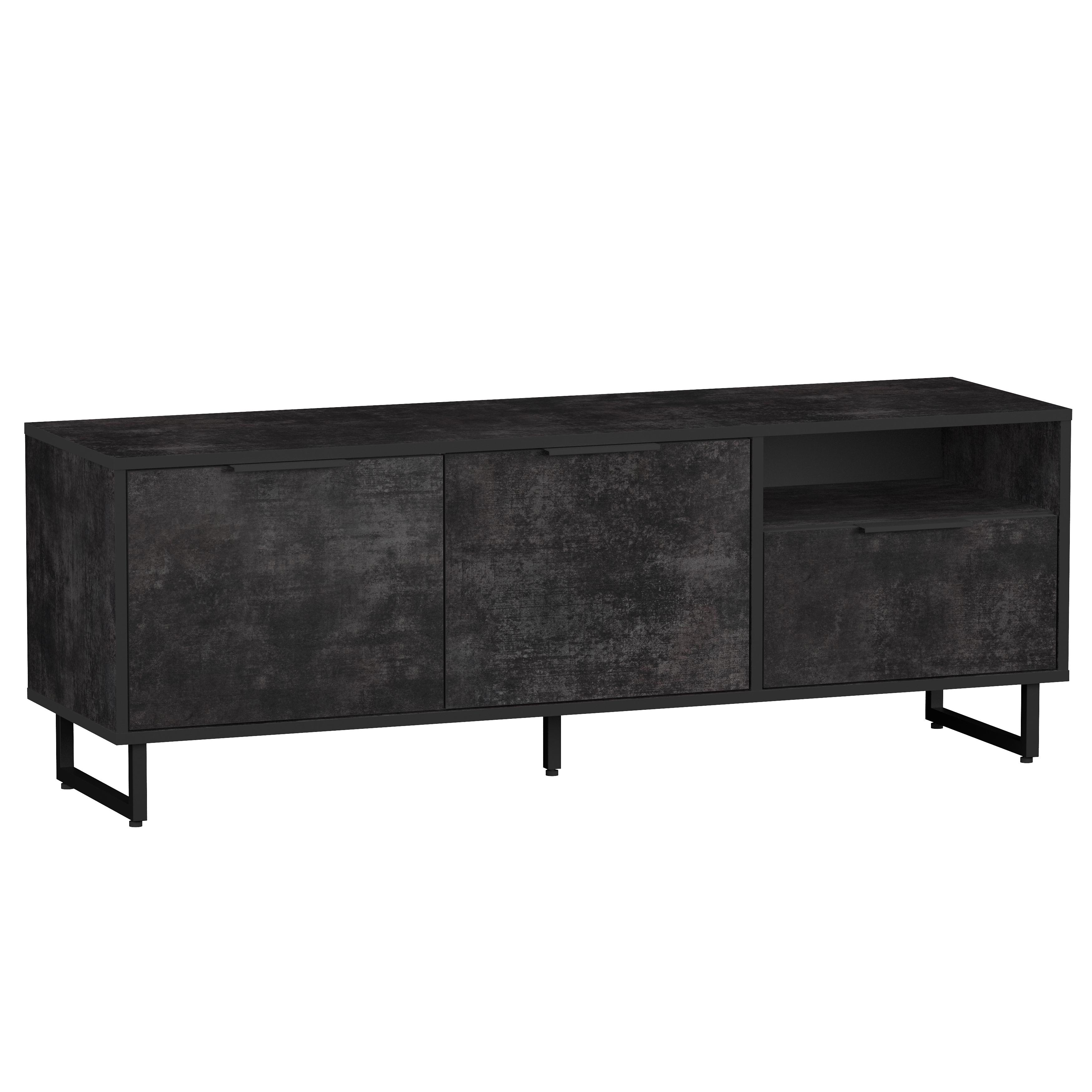 Тумба под телевизор F-0007 1400х400х505 мм Бетон Темный
