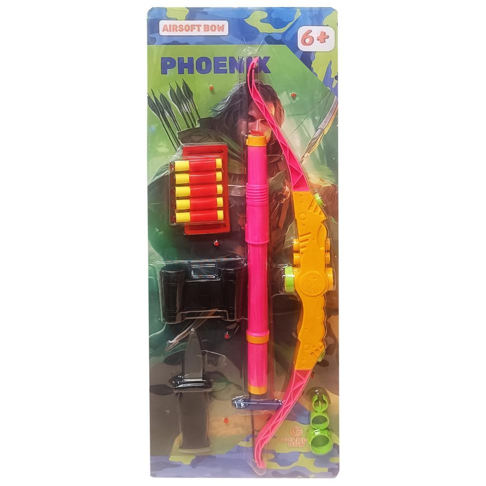 Детское оружие Golden Gun Лук Феникс с мягкими шарами Розовый (IG-173-N-746)