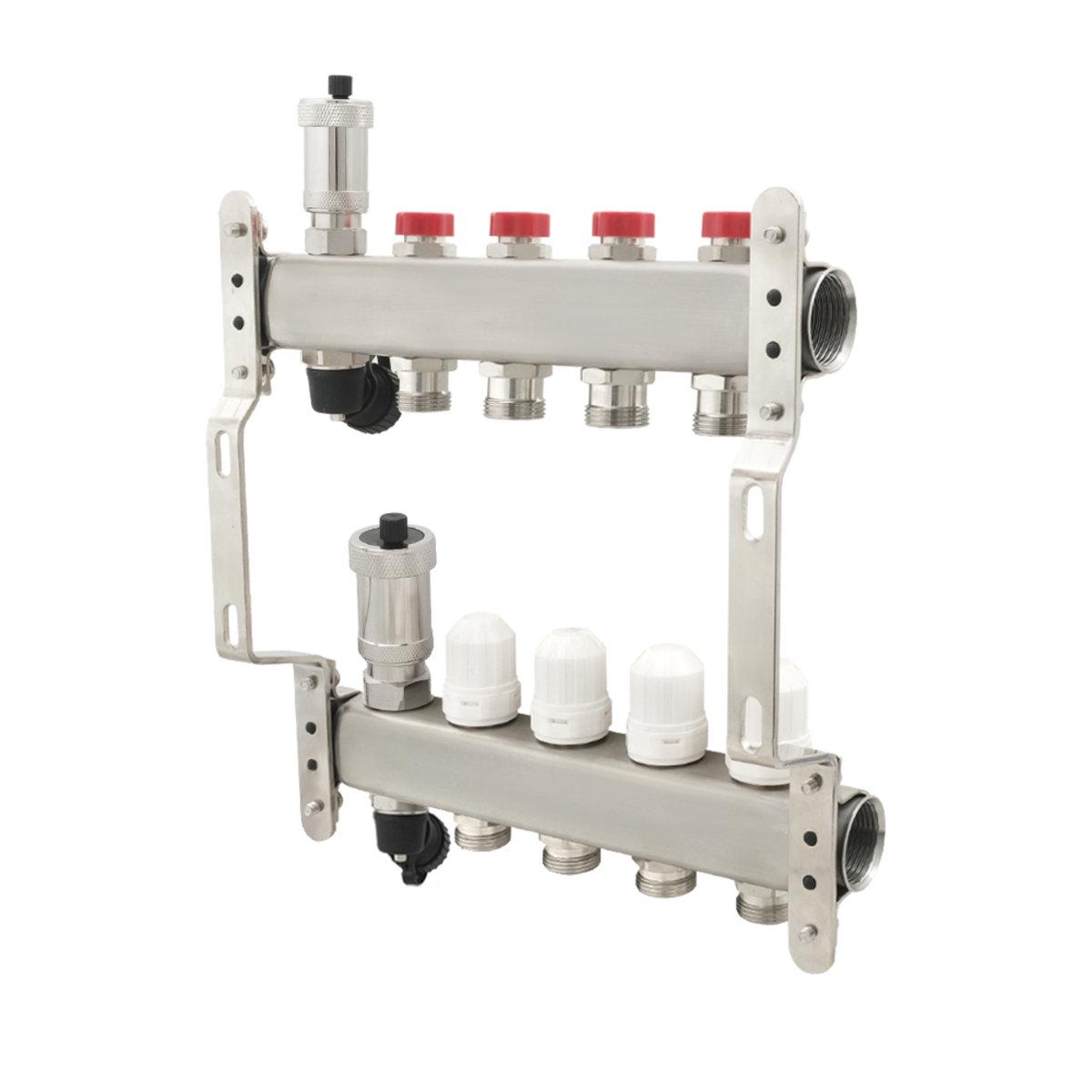 Коллектор Polmark 1x3/4 4 выхода в воздухоотводчик с термоклапанами без евроконусов - фото 3 Коллектор Polmark 1x3/4 4 выхода в воздухоотводчик с термоклапанами без евроконусов - фото 3