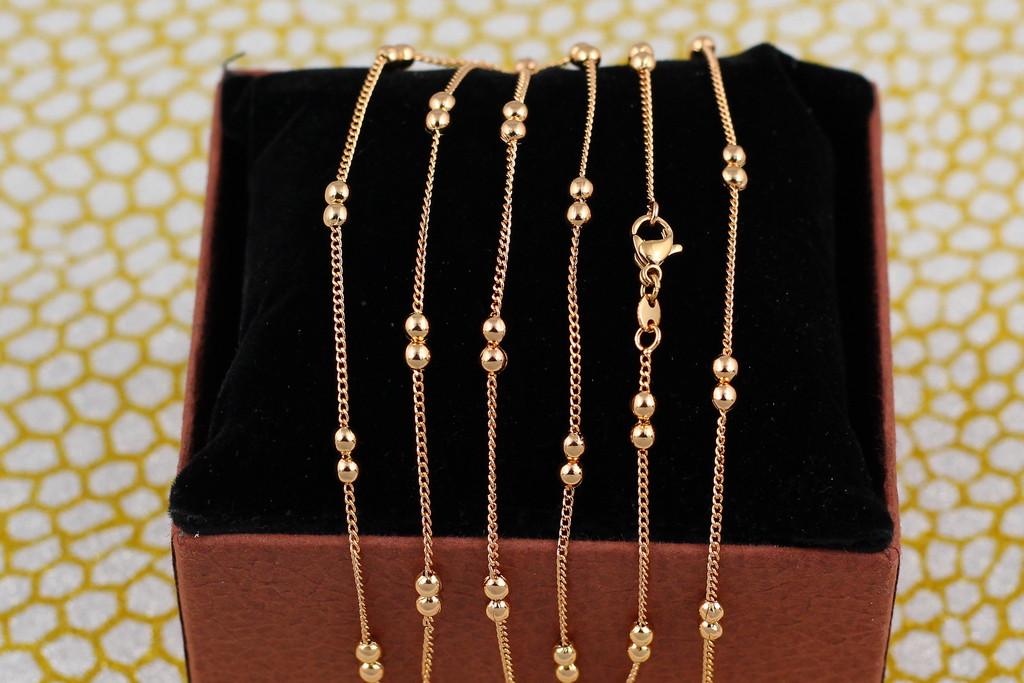 Цепочка Xuping Jewelry панцирная с двойным шариком 60 см 1 мм Золотистый (2629122447)