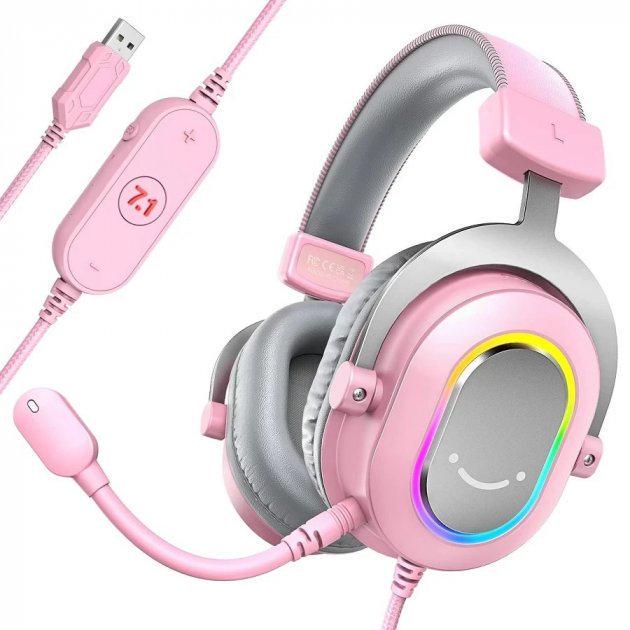 Навушники геймерські Fifine H6 RGB Pink