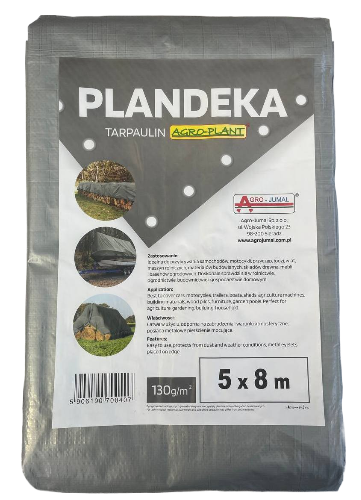 Тент водостійкий Tarpaulin 5х8 м +-5% 130 г/м2 Сірий/Хакі (710023)