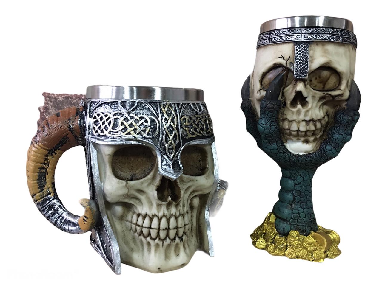 Подарочный набор кружка/бокал Череп/Лапа дракона 3D (1347759017) - фото 3
