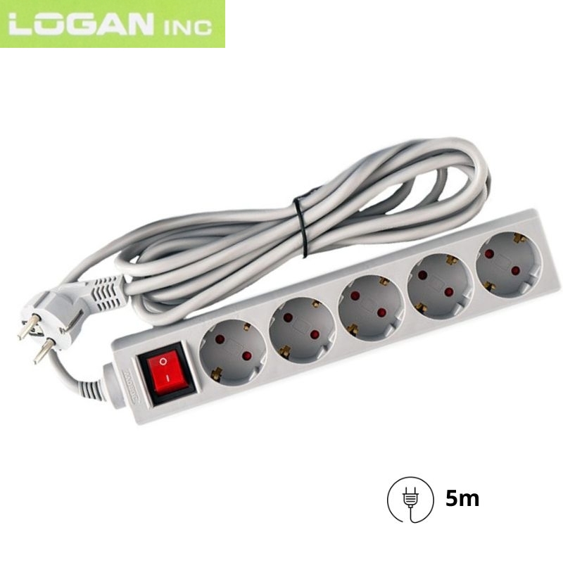 Сетевой фильтр-удлинитель Logan SFG5-5 5 розеток 5 м Gray (28690338) - фото 2 Сетевой фильтр-удлинитель Logan SFG5-5 5 розеток 5 м Gray (28690338) - фото 2