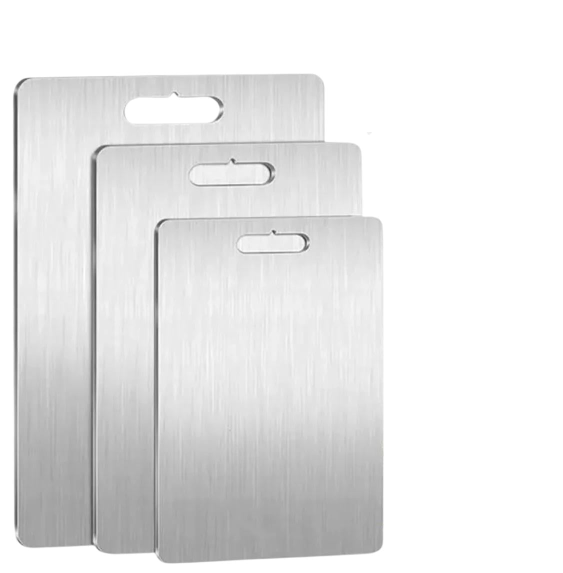 Доска кухонная разделочная для нарезки мяса рыбы овощей и фруктов пищевая нержавеющая сталь 3 шт.