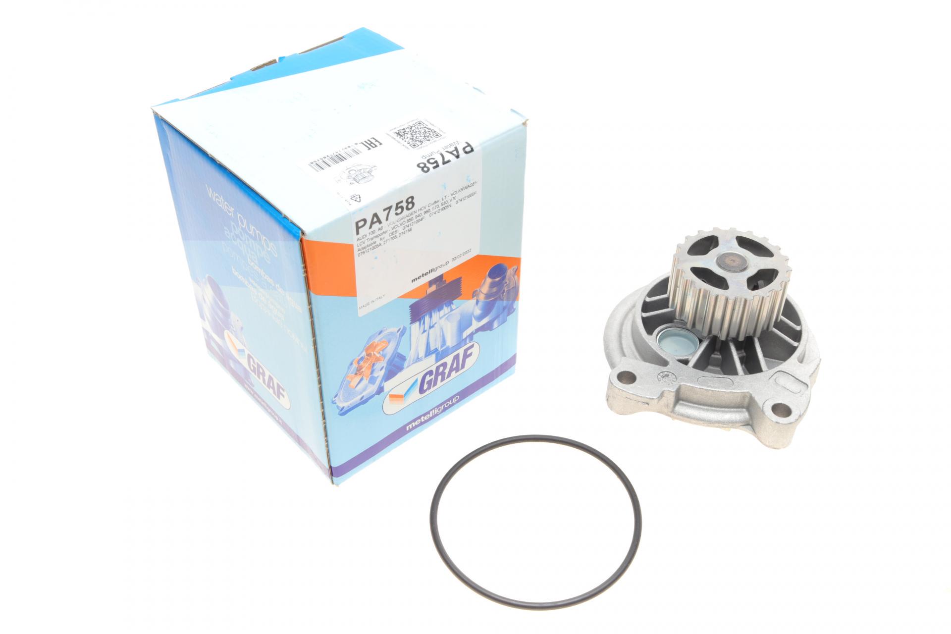 Водяна помпа Graf Audi 100/A6/VW Crafter/LT/T4/Volvo 940/V70 2.4D/TD/2.5/2.5TDI/SDI 90-13 20z 7 лопастей R/B (PA758)