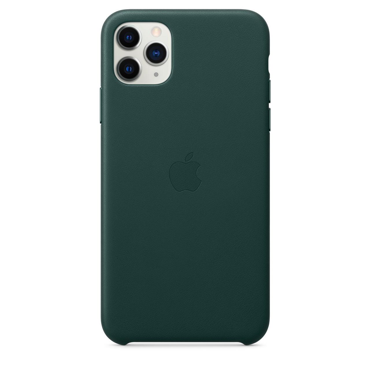 Кожанный чехол накладка Apple Leather Case for iPhone 11 Pro Max, Forest Green (HC) - фото 2