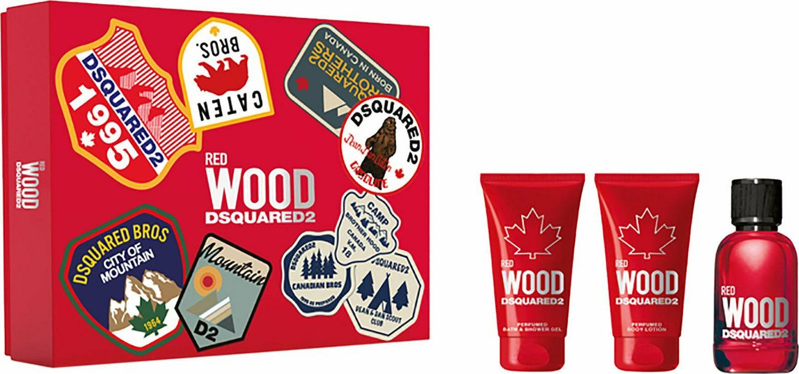 Туалетная вода для женщин DSquared2 Wood Red 50 мл с гелем для душа 50 мл и лосьоном для тела 50 мл (18781315)