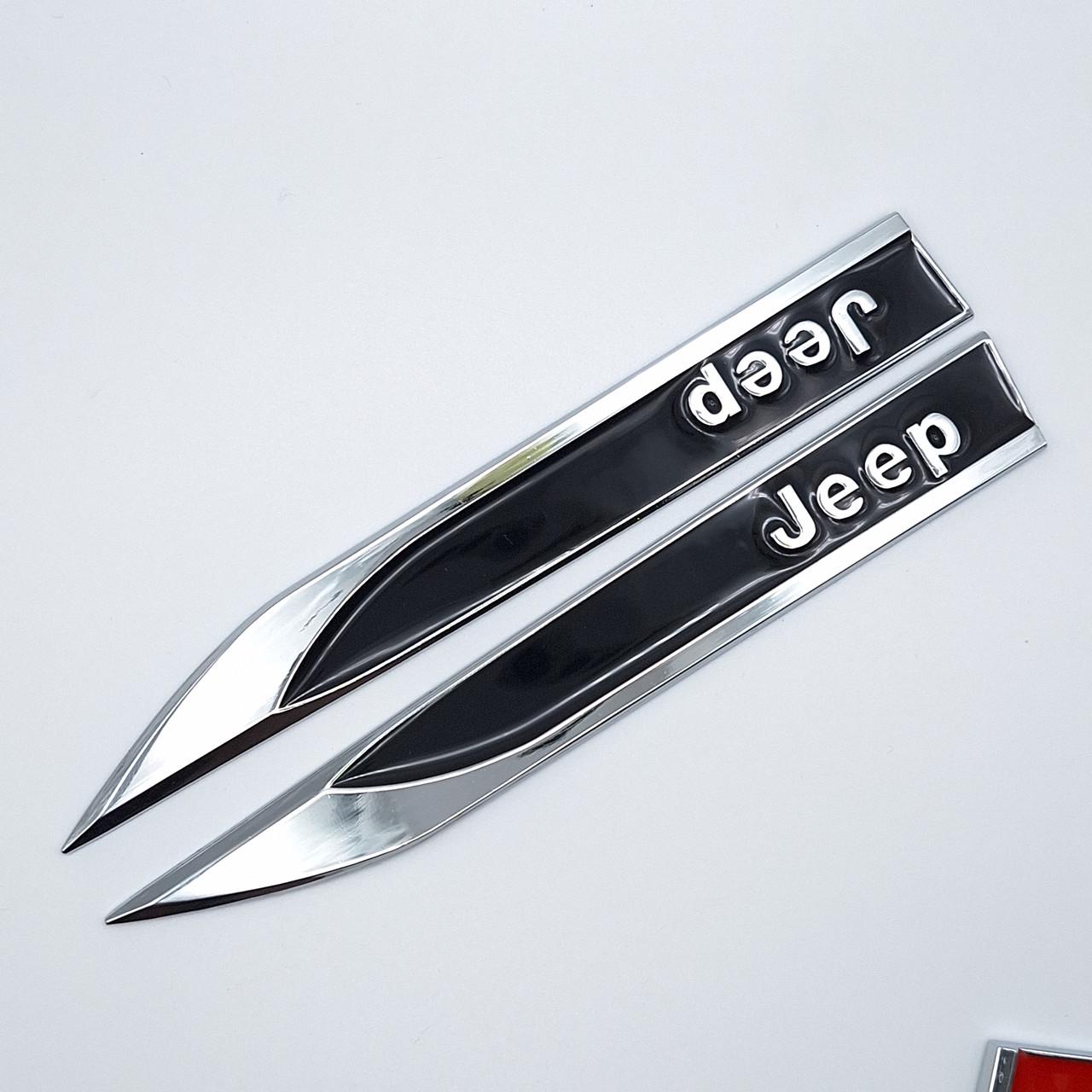 Эмблема на крылья Jeep 15х1,8 см Хром/Черный глянцевый (2123041303)