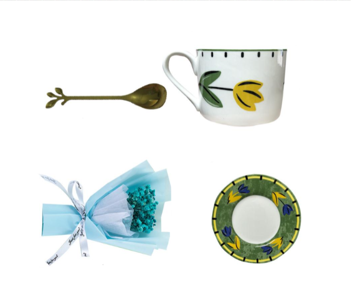 Сувенірний подарунковий набір посуду Lesko 7X6 чашка з блюдцем/ложка/букет із гіпсофіли Blue (24366783) Сувенірний подарунковий набір посуду Lesko 7X6 чашка з блюдцем/ложка/букет із гіпсофіли Blue (24366783)