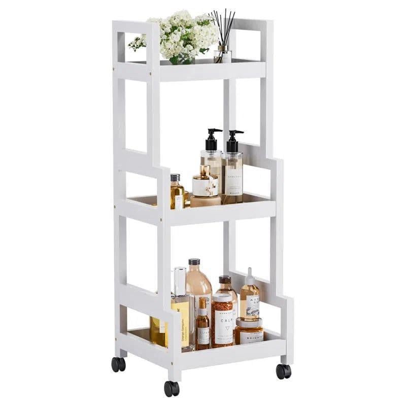 Этажерка для ванной из дерева на колесиках Диполи Зефир (АБТ-003420)