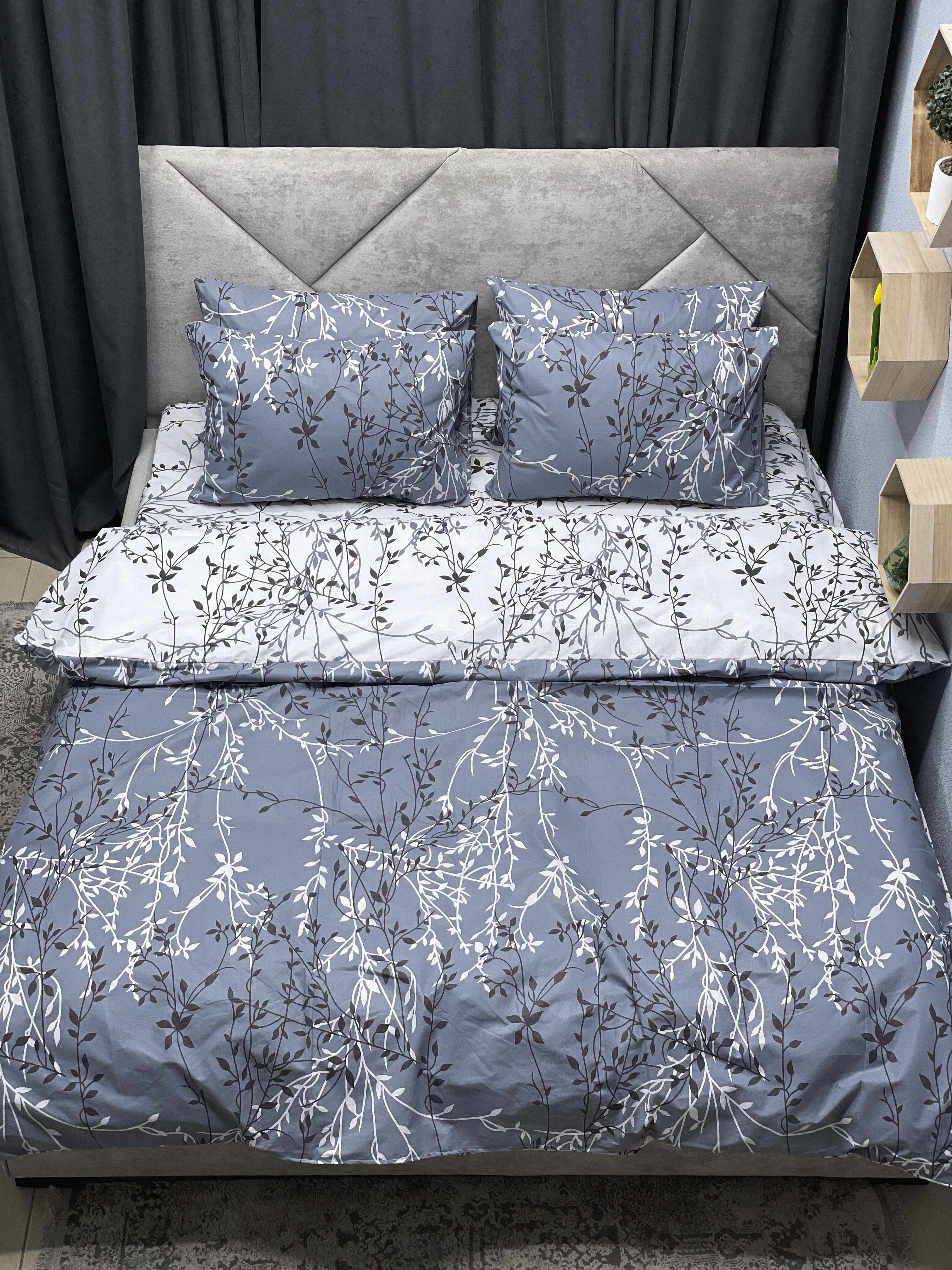 Комплект постельного белья Ego-textile 3534L безевый с растительным принтом Серый (199861461)