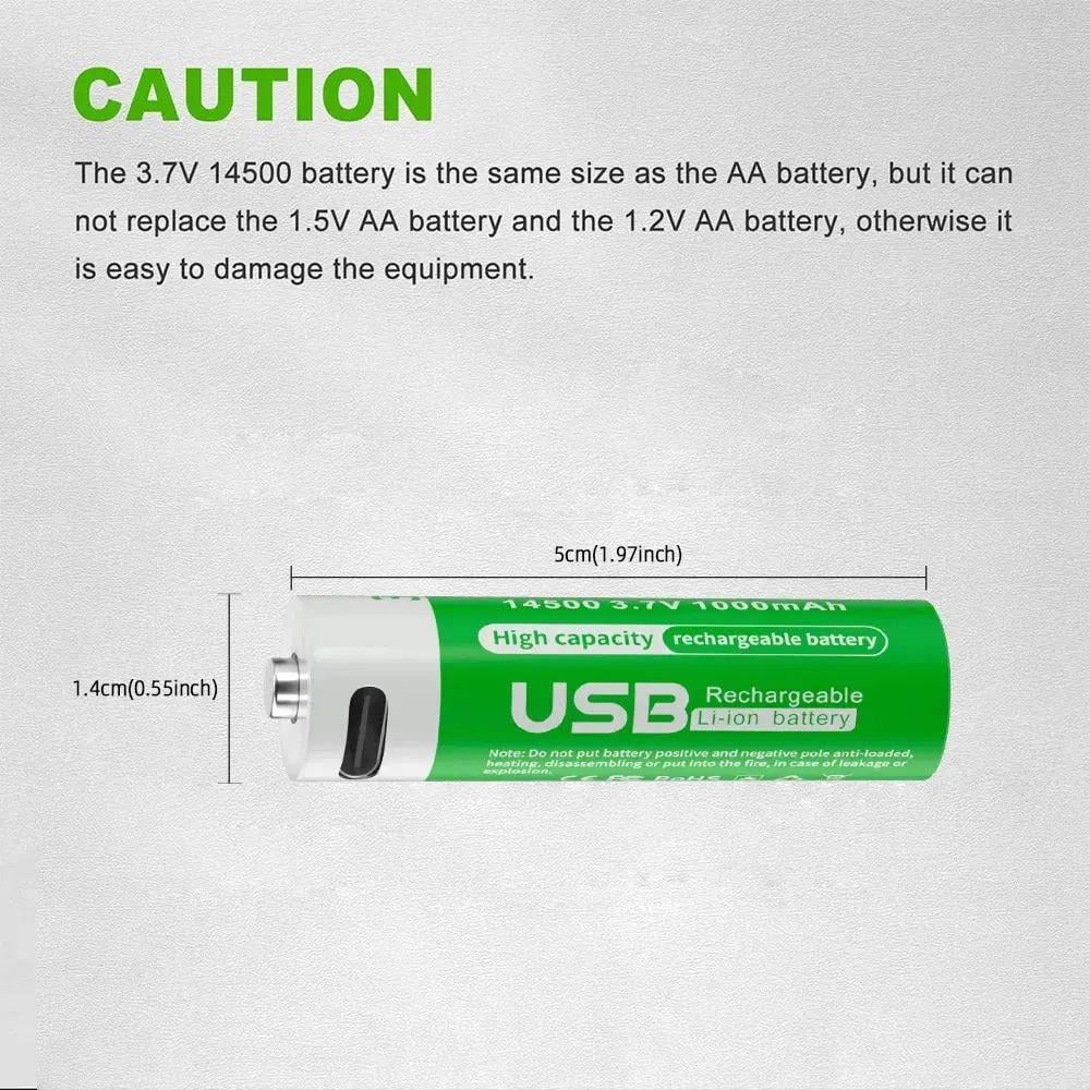 Акумулятори Pujimax 14500 з Type-C Li-Ion 1000 mAh 3,7V 2 шт./кейс/кабель (2575993808) - фото 10