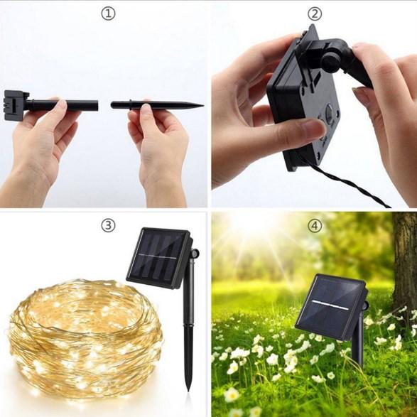 Гирлянда новогодняя Solar 100 LED 10 м теплый белый 8 режимов с диммированием (33928) - фото 3 Гирлянда новогодняя Solar 100 LED 10 м теплый белый 8 режимов с диммированием (33928) - фото 3