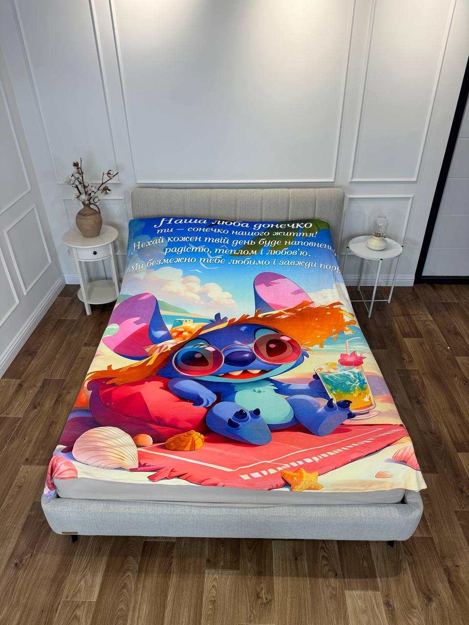 Плед плюшевый с 3D рисунком Доченьке:Ohana Тепло велюр 135х160 см (14776В)