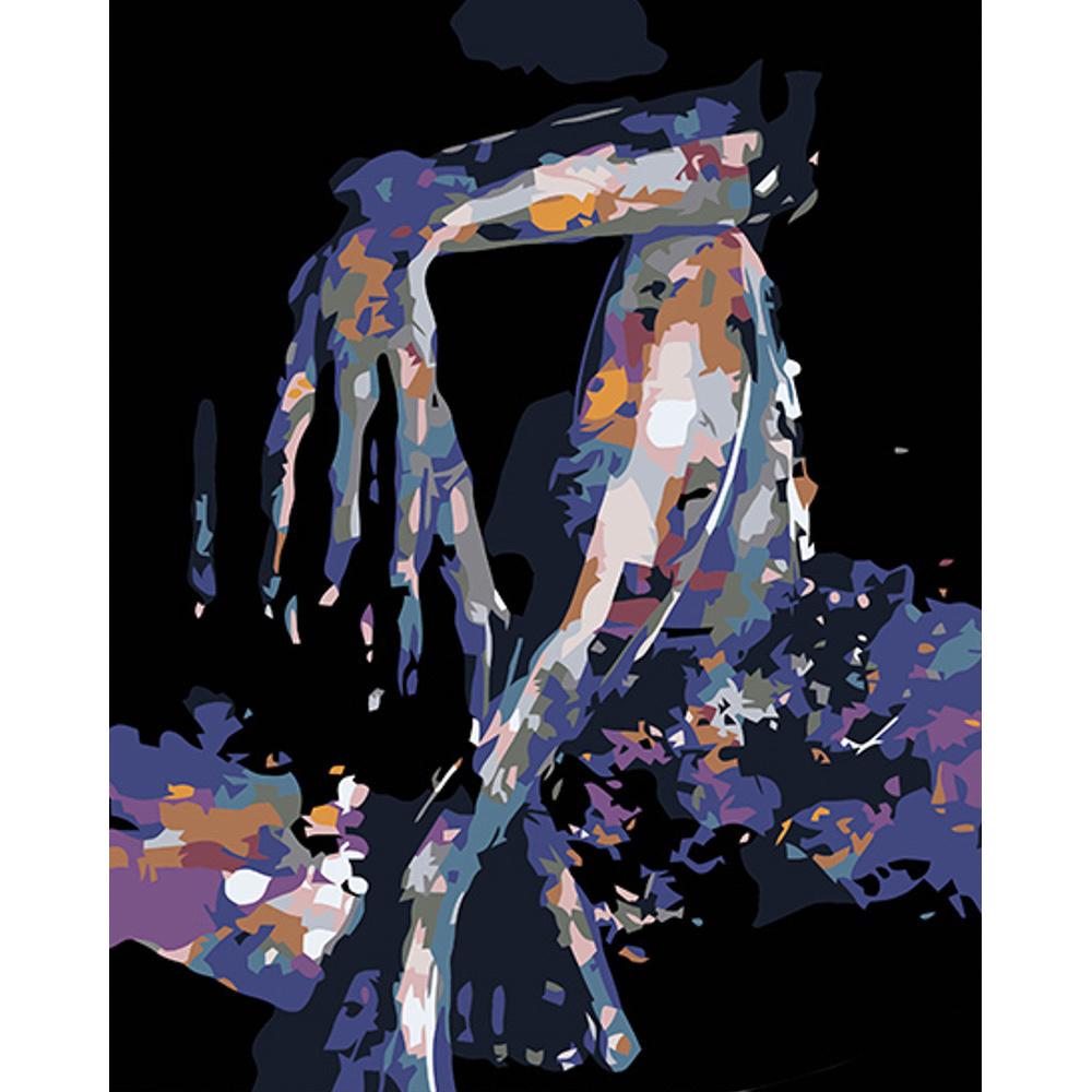 Картина по номерам Strateg Девушка в тени на черном фоне 40x50 см (Str-AH1038)