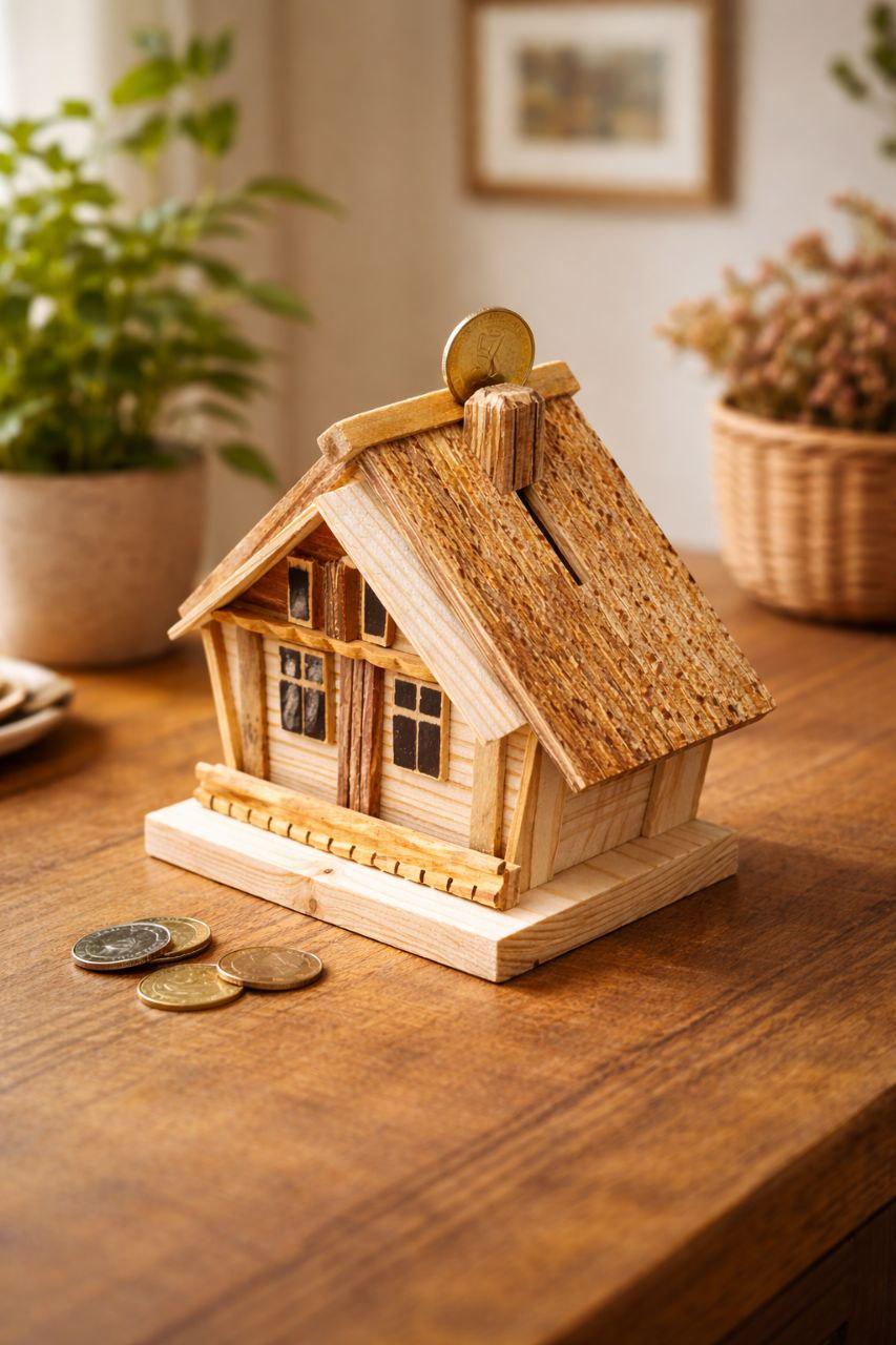 Копилка в форме домика Zgarda деревянная 19х10х17 см (КХ 01-01)