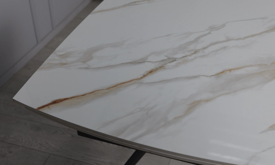 Стол Вираж черные ножки 1400/2000x900x750 мм Молочный глянец (2147486769) - фото 7