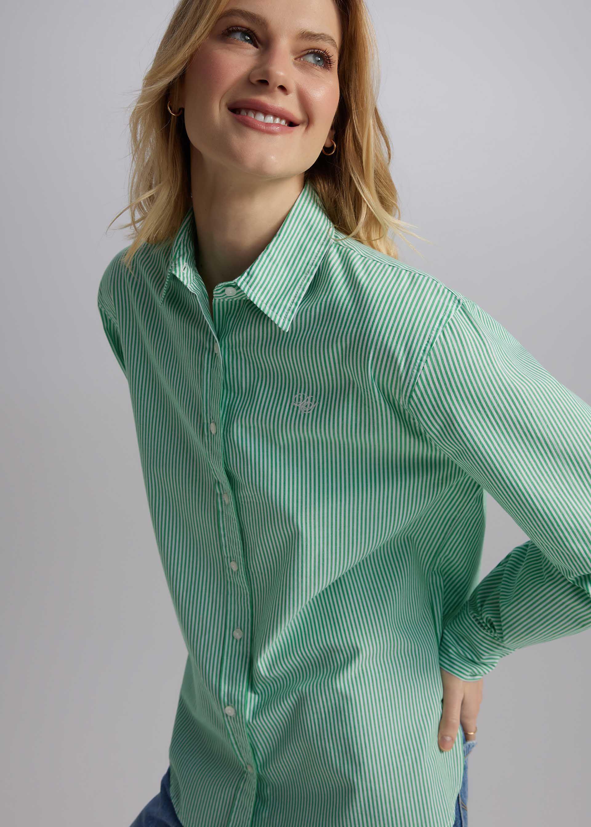 Сорочка жіноча Diverse MALIKE S Зелено-білий (5905384118769) - фото 3 Сорочка жіноча Diverse MALIKE S Зелено-білий (5905384118769) - фото 3