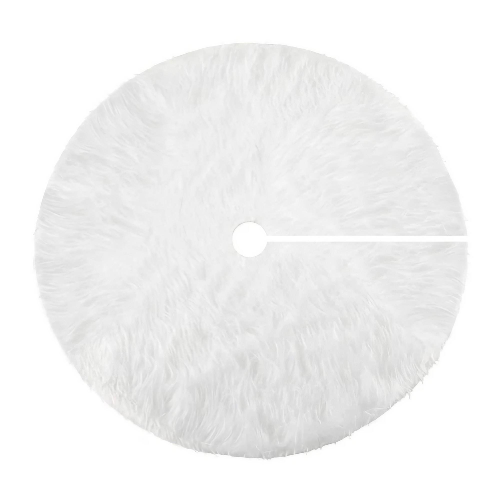 Коврик декоративный новогодний Юбка под елку тканая Белая (DEKKUL-1383)