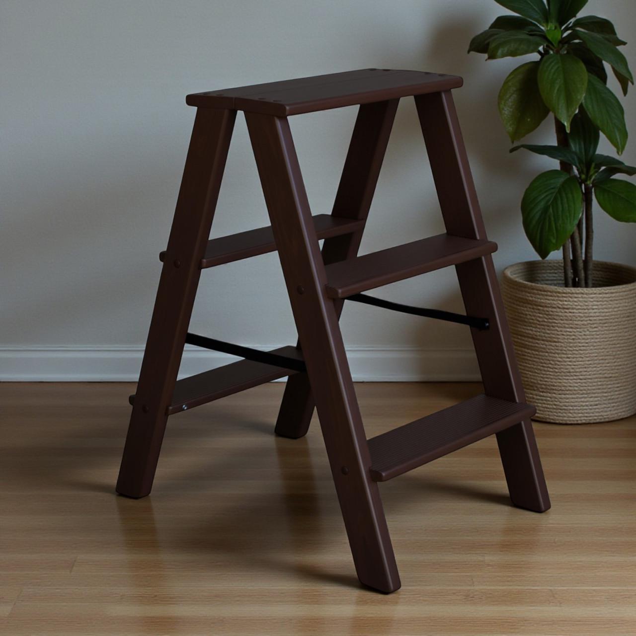 Табурет-лестница деревянный Студія Дерева Вільха Вестерн бытовой двухсторонний 3 ступеньки Шоколад (31002879) - фото 1 Табурет-лестница деревянный Студія Дерева Вільха Вестерн бытовой двухсторонний 3 ступеньки Шоколад (31002879) - фото 1