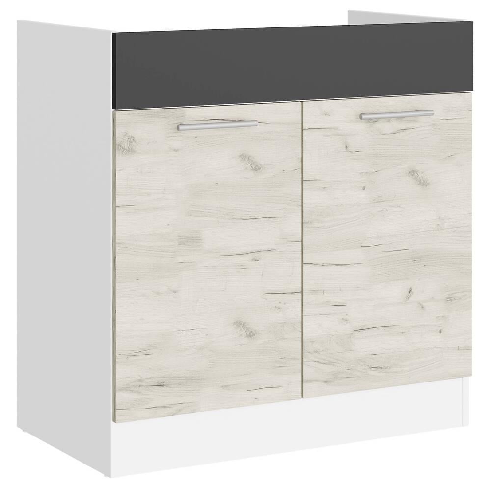 Модуль кухонный под мойку Еверест Эко 800 80х46х82 см Дуб Крафт Белый/Графит/Белый (DTM-071020)