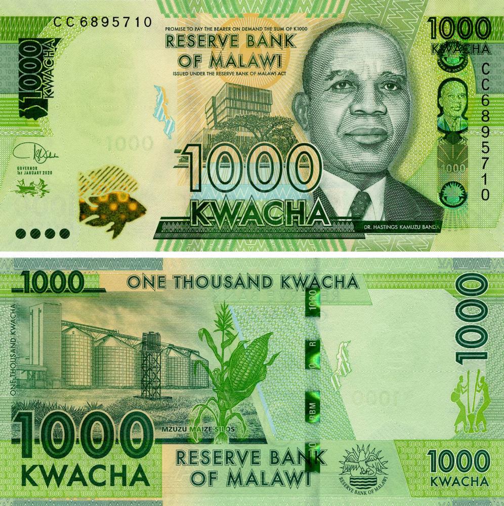Коллекционная банкнота Малави 1000 квача 2020 UNC (P67)