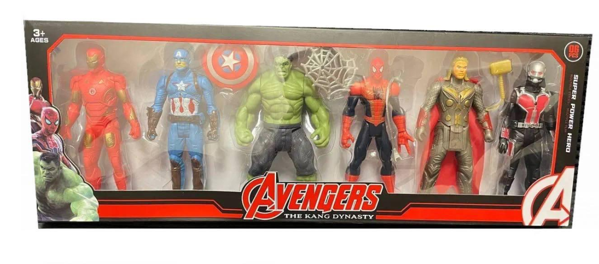 Набор фигурок Marvel Железный человек/Капитан Америка/Халк/Человек паук/Тор/Человек Муравей 15 см