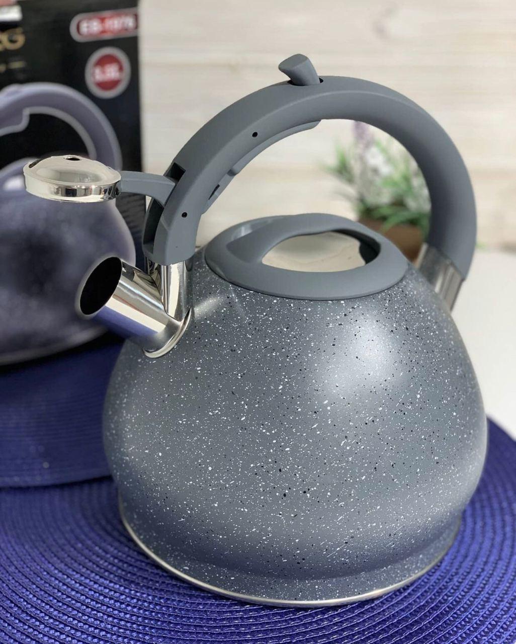 Чайник зі свистком Edenberg EB-1976 з нержавіючої сталі для індукційних плит 3 л Сірий (2530556561) - фото 2