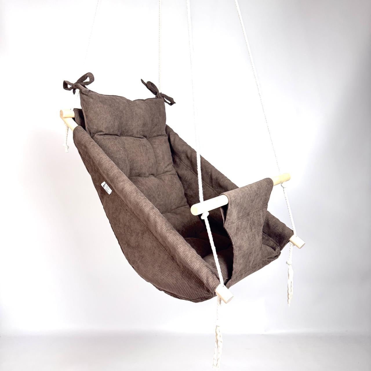 Детские качели подвесные Колыханка из вельвета Коричневый (gs-8986)