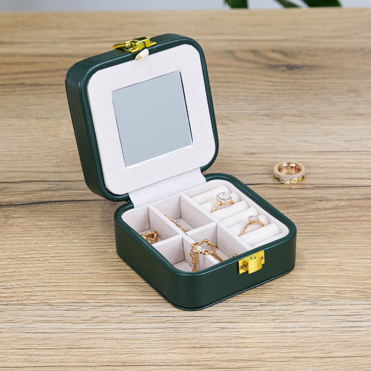 Скринька для прикрас Гранд Презент з дзеркалом 10х10х5 см Зелений (JZ-004-4)