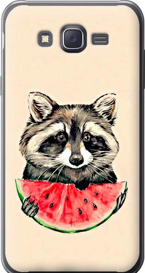 Чехол на Samsung Galaxy J7 J700H Енотик с арбузом (4605t-101-42517)