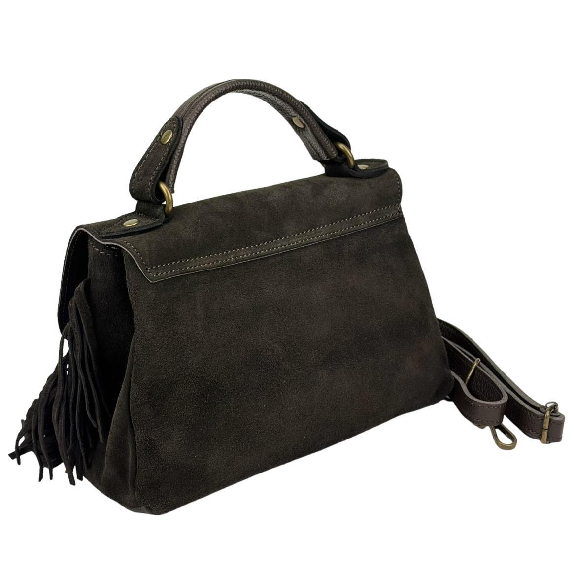 Жіноча сумка крос-боді Royal Bag F-IT-7858DB замшеве з бахромою Шоколадний (8158) - фото 6 Жіноча сумка крос-боді Royal Bag F-IT-7858DB замшеве з бахромою Шоколадний (8158) - фото 6