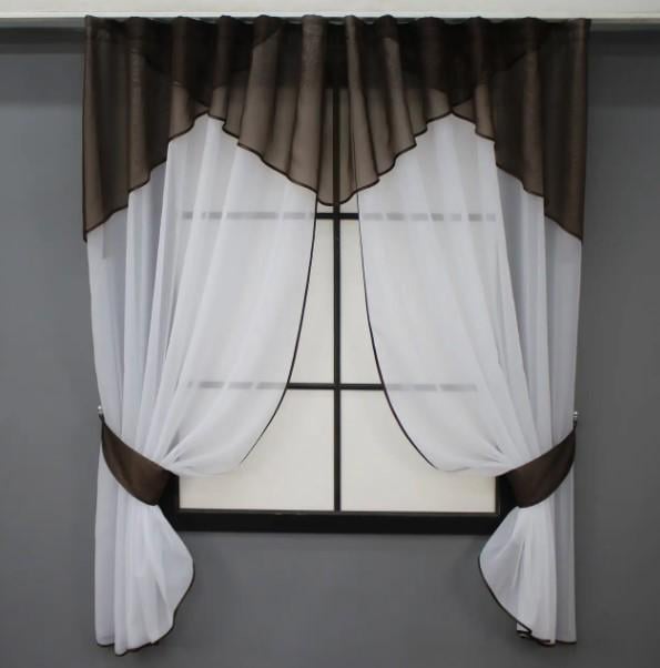 Шторки кухонные 280х170 см Белый/Венге (00к 59-928)