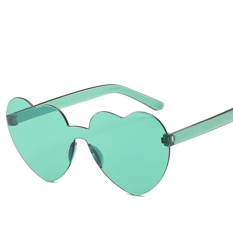 Солнцезащитные очки безоправные в форме сердца Зеленый